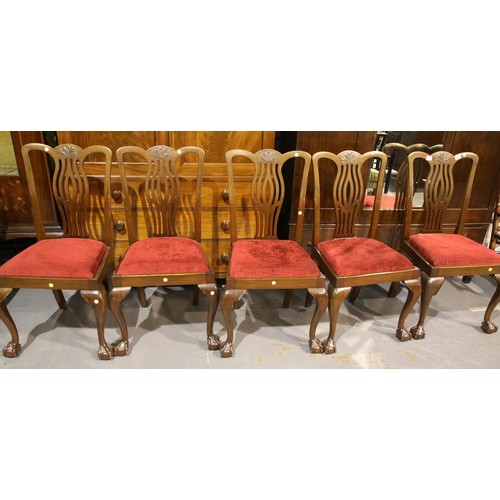 1679 - Five upholstered dining chairs on ball and claw supports. Not available for in-house P&P, contact Pa... 