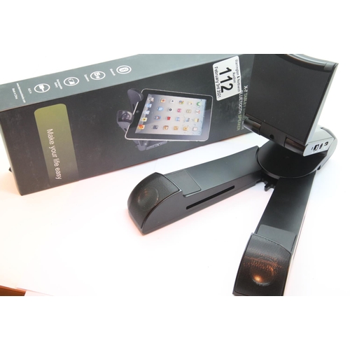 112 - Audiomotion X-7 tablet/phone stand with bluetooth speaker, boxed. P&P Group 1 (£14+VAT for the first... 