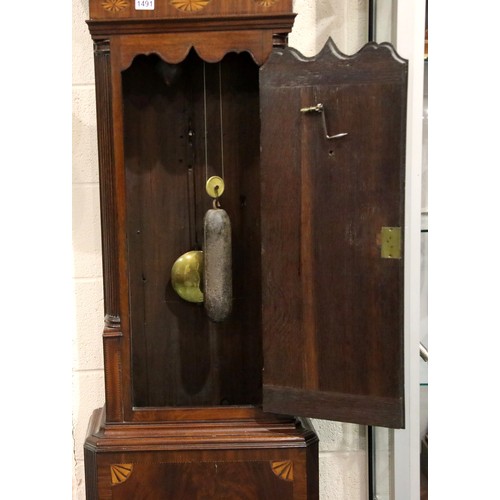 1491 - John Alker, Wigan, (fl.c.1790-1820) a late Georgian inlaid mahogany eight day longcase clock, having... 