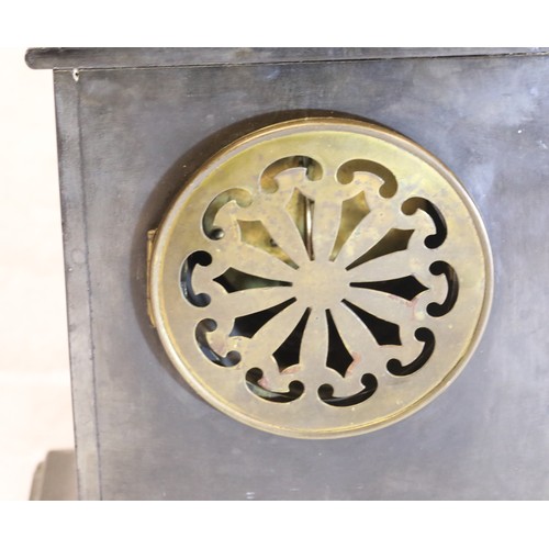 1490 - Victorian marble and slate cased chiming mantel clock, H: 23 cm, not working at time of lotting. Not... 