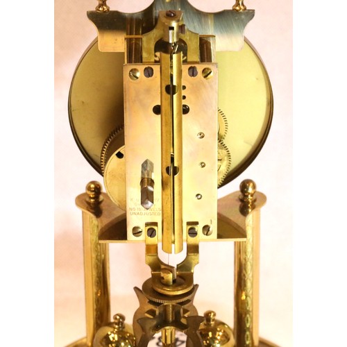 1484 - Glass domed brass anniversary clock by Kein, H: 28 cm, working at time of lotting. P&P Group 3 (£25+... 