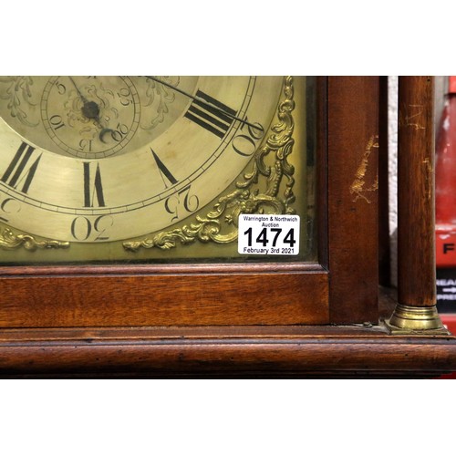 1474 - Georgian Oak cased longcase clock by Elizabeth Boot of Sutton with 30 hours Huygens endless chain mo... 