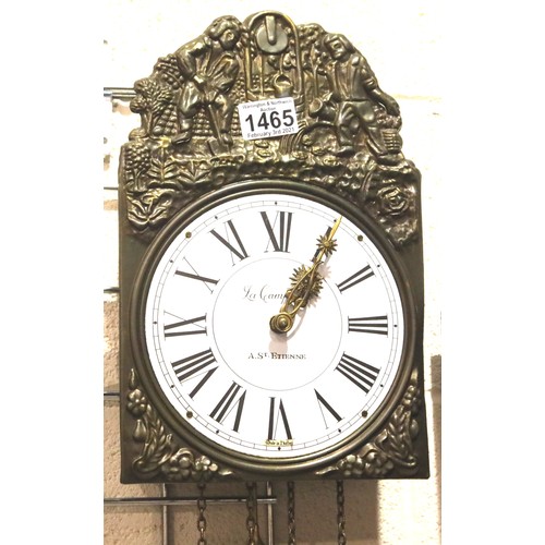 1465 - Dutch chiming twin weight chain driven wall clock, working at time of lotting, dial D: 18 cm. Not av... 