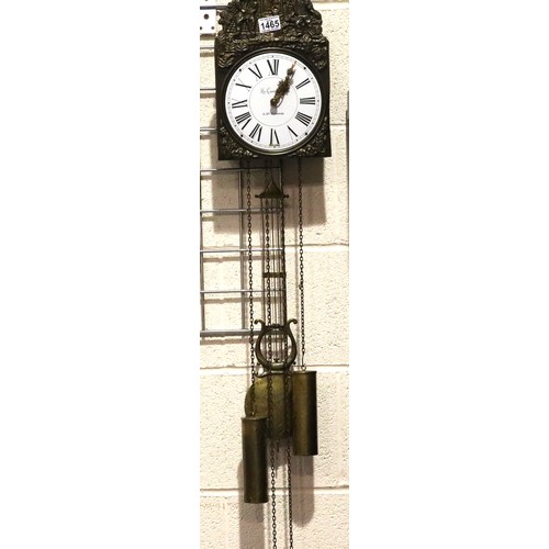 1465 - Dutch chiming twin weight chain driven wall clock, working at time of lotting, dial D: 18 cm. Not av... 