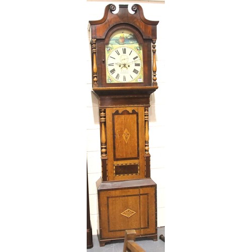 1463 - William Edwards, Llanidloes 19th century Welsh oak and mahogany cased eight day longcase clock with ... 