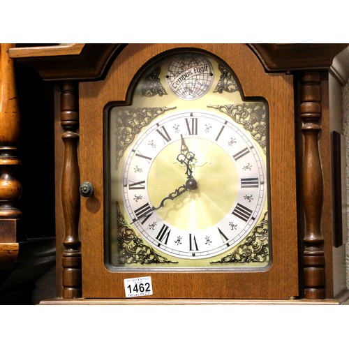 1462 - Modern oak cased longcase clock, working at time of lotting, H: 188 cm. Not available for in-house P... 