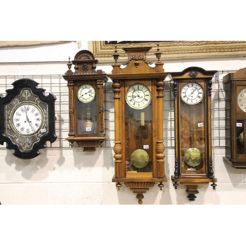 1500 - Gustav Becker 19th century walnut cased chiming twin weight Vienna wall clock, with pendulum, weight... 