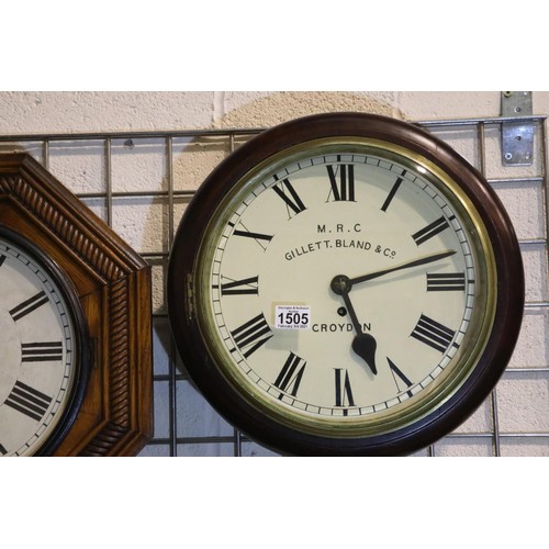 1505 - M.R.C. Gillett, Bland & Co., Croydon 19th century mahogany cased single fusee wall clock, with pendu... 