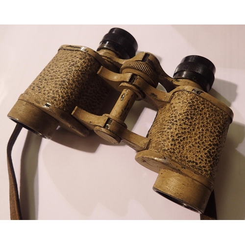 3064 - German WWII type DAK Afrika Korps cased binoculars, marked dym. P&P Group 1 (£14+VAT for the first l... 