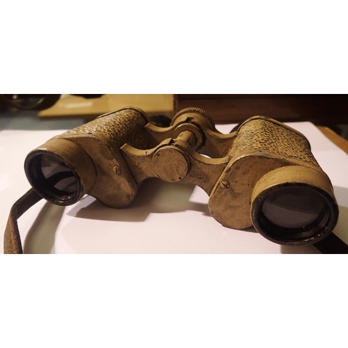 3064 - German WWII type DAK Afrika Korps cased binoculars, marked dym. P&P Group 1 (£14+VAT for the first l... 