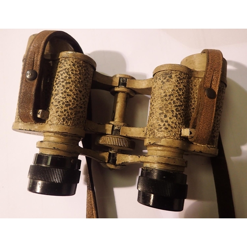 3064 - German WWII type DAK Afrika Korps cased binoculars, marked dym. P&P Group 1 (£14+VAT for the first l... 