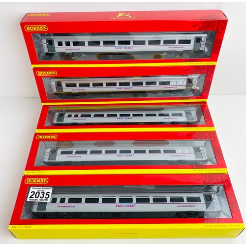 2035 - 5x Hornby Mk4 'East Coast' Livery Coaches with Interior Lights (Untested) Boxed P&P Group 1 (£14+VAT... 