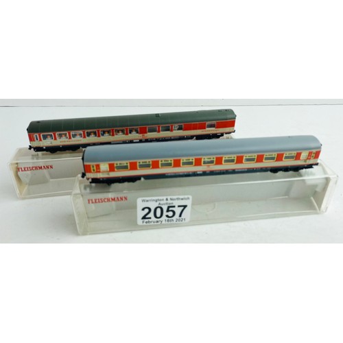 2057 - 2x Fleischmann 8118/8119 N Gauge Passenger Coaches Boxed P&P Group 1 (£14+VAT for the first lot and ... 