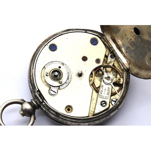 1003 - 935 silver fob watch with enamel face. P&P Group 1 (£14+VAT for the first lot and £1+VAT for subsequ... 