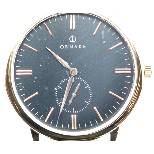 1038 - New boxed Ornake gents wristwatch with Japanese Mituyo movement and gold with black face. P&P Group ... 