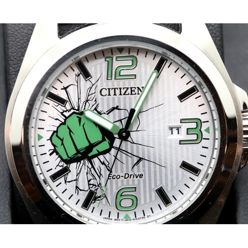 1058 - Gents Citizen Marvel Comics Hulk wristwatch. P&P Group 1 (£14+VAT for the first lot and £1+VAT for s... 