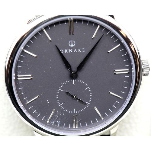 1059 - New boxed Ornake gents wristwatch with Japanese Mituyo movement and silver with black face. P&P Grou... 