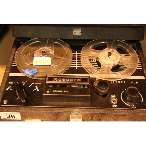 36 - Cased Acecord model 500 reel to reel player. P&P Group 3 (£25+VAT for the first lot and £5+VAT for s... 