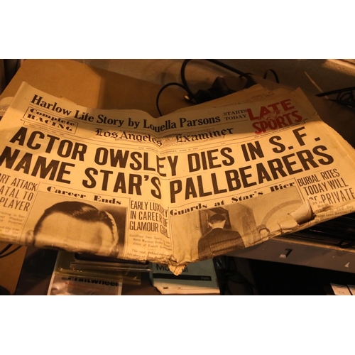 46 - Two vintage newspapers, the Evening News 1927, Los Angeles Examiner 1937. P&P Group 1 (£14+VAT for t... 