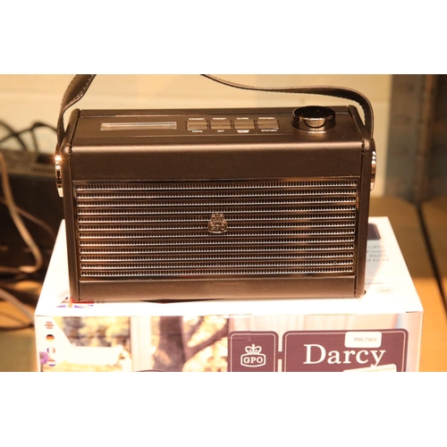 59 - New GPO Darcy a portable analogue FM / AM radio with alarm clock. Old new stock. Preset 20 radio sta... 