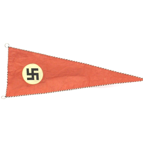 3008 - German WWII embroidered and braided staff car pennant, bearing black ink stamp, L: 55 cm. P&P Group ... 