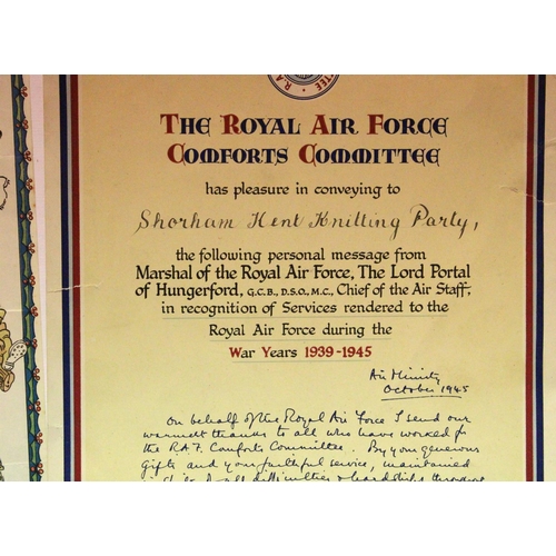 3018 - British WWII Kings Liverpool 1942 dated Christmas letter, mounted on card, and an RAF Comforts Commi... 