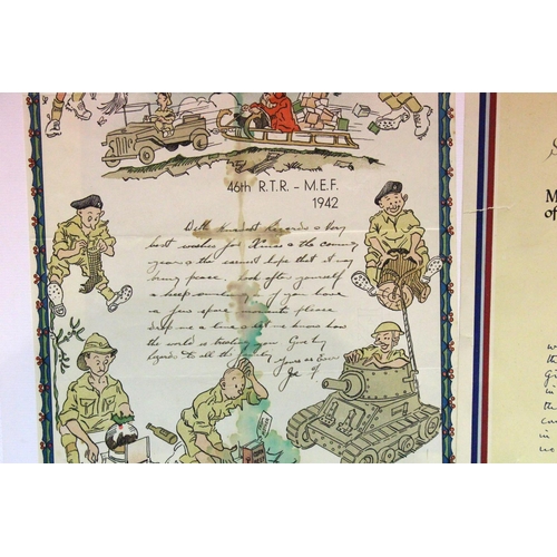 3018 - British WWII Kings Liverpool 1942 dated Christmas letter, mounted on card, and an RAF Comforts Commi... 
