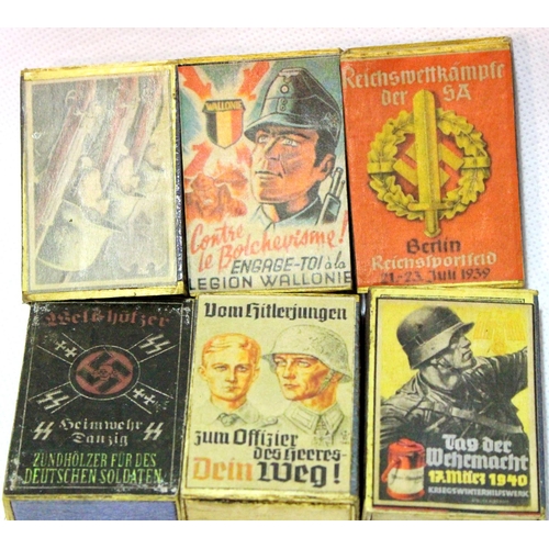3022 - Six WWII German boxes of matches. P&P Group 1 (£14+VAT for the first lot and £1+VAT for subsequent l... 