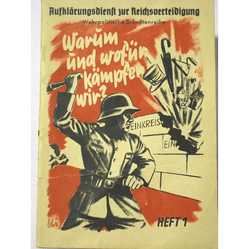 3027 - German Third Reich propaganda booklet Warum und Wofür Kämpfen wir?, cover split down seam. P&P Group... 