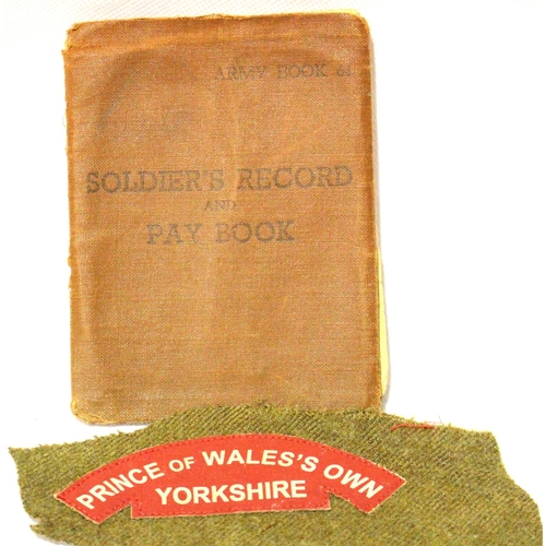 3045 - 22879801 Denis George Louis, Soldiers Record and Pay Book, 1953 onwards, with shoulder title to the ... 