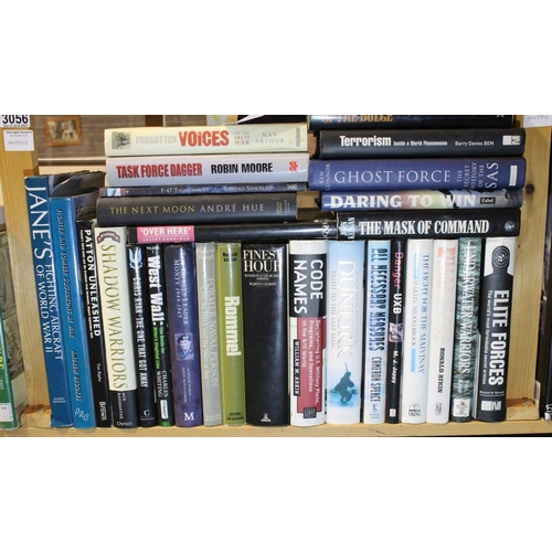 3056 - Shelf of military and military history books. Not available for in-house P&P, contact Paul O'Hea at ... 