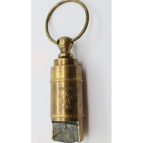 1159 - Brass vintage type whistle, marked Titanic, 7cm. P&P Group 1 (£14+VAT for the first lot and £1+VAT f... 