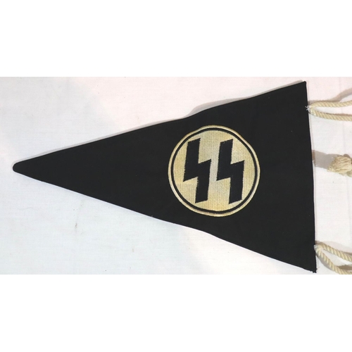3022 - German WWII aged replica SS pennant, L: 32 cm. P&P Group 1 (£14+VAT for the first lot and £1+VAT for... 