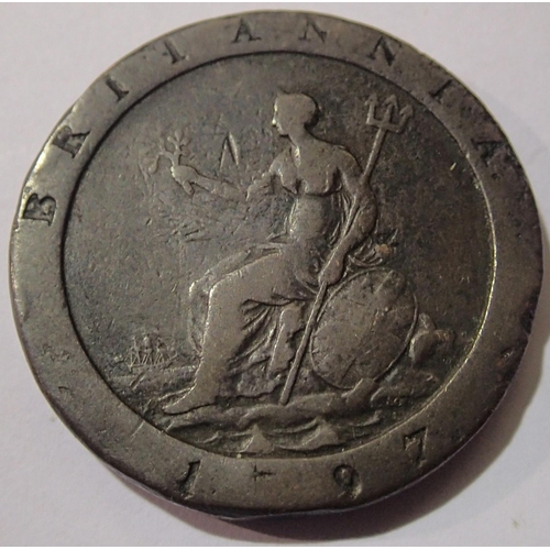 2457 - George III 1797 penny. P&P Group 1 (£14+VAT for the first lot and £1+VAT for subsequent lots)