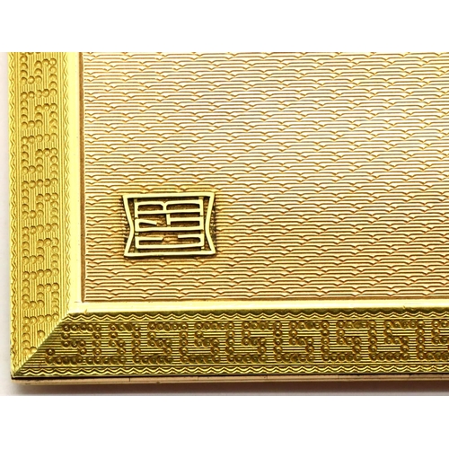 22 - Asprey, London fully hallmarked 1924 9ct yellow and rose gold card / cigarette case, 9 x 7 cm, 110.5... 