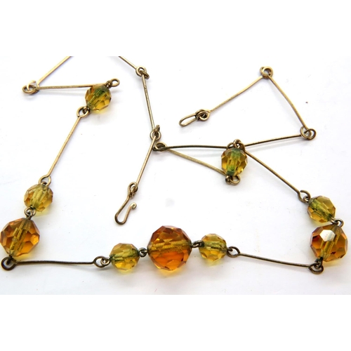 40 - Presumed 9ct gold and amber bead Victorian necklace, 9.3g. P&P Group 1 (£14+VAT for the first lot an... 