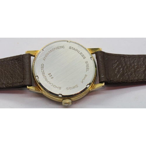 68 - Gents 17 jewel J.W Benson wristwatch on a leather strap, D: 3 cm. P&P Group 1 (£14+VAT for the first... 