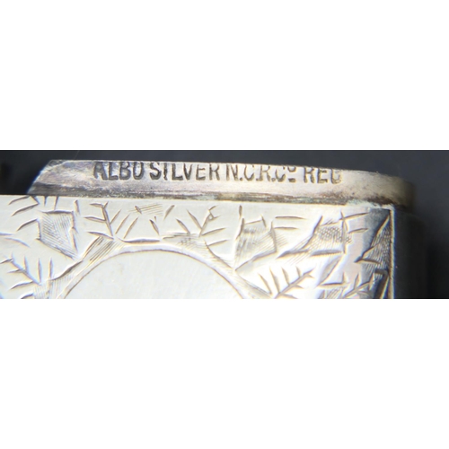 107 - Albo Silver white metal vesta case with vacant cartouche. 26g.  P&P Group 1 (£14+VAT for the first l... 