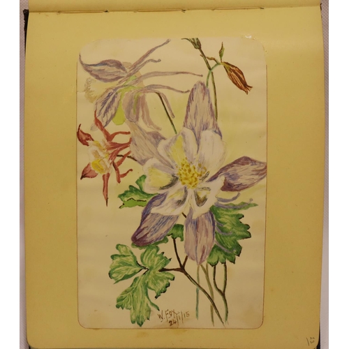 117 - 1920s autograph album with decoration sketches and paintings. P&P Group 1 (£14+VAT for the first lot... 