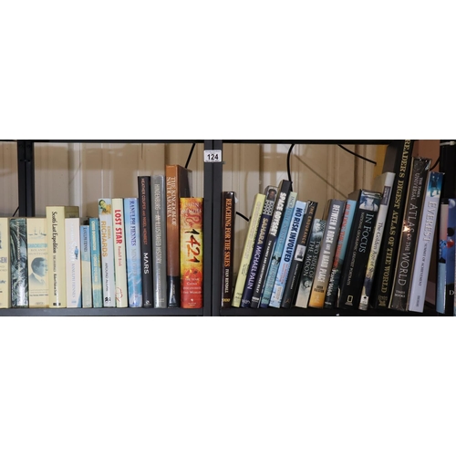 124 - Two shelves of travel and adventure books. Not available for in-house P&P, contact Paul O'Hea at Mai... 