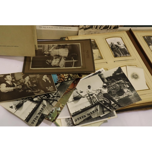 126 - Mixed ephemera, photographs housed in a Victorian album with a vintage scrapbook etc. P&P Group 2 (£... 