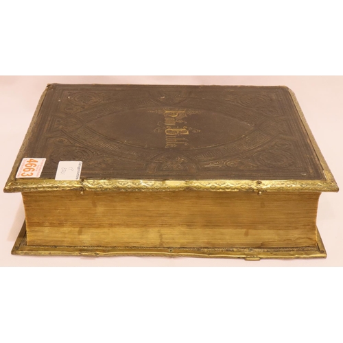 128 - Victorian brass bound Holy Bible. P&P Group 3 (£25+VAT for the first lot and £5+VAT for subsequent l... 