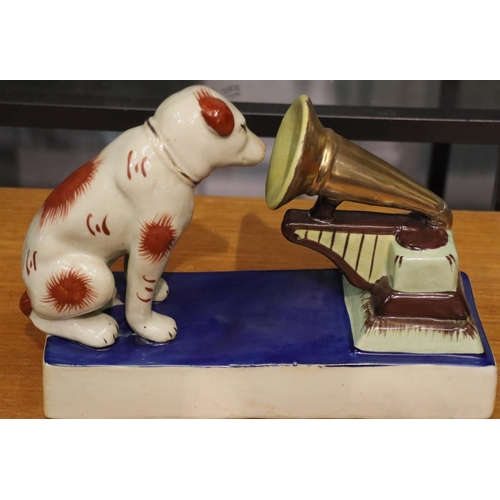 174 - Ceramic His Master's Voice dog and gramophone. Not available for in-house P&P, contact Paul O'Hea at... 