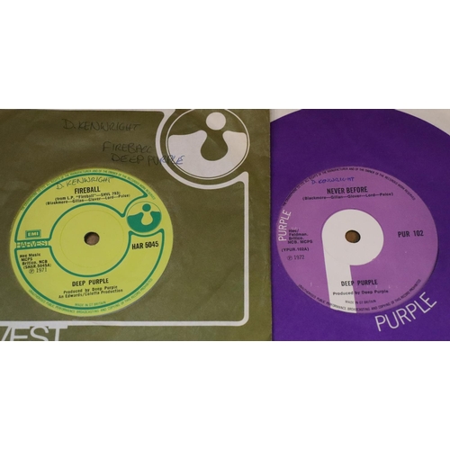 189 - Four Deep purple singles, Never Before, Fireball, Strange Kind of Woman and Black Night. P&P Group 2... 