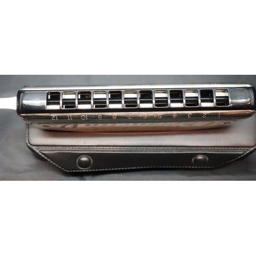 215 - Three Hohner harmonicas, Chrometta 12, GLH and German made The Hohner Band.  P&P Group 1 (£14+VAT fo... 