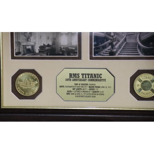 224 - 100th anniversary of the Titanic commemorative frame containing three photographs and two coins. P&P... 