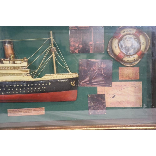 225 - Wall mounted cased Titanic ships half block diorama, 106 x 34 cm.  Not available for in-house P&P, c... 