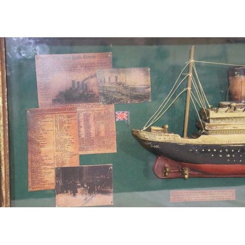 225 - Wall mounted cased Titanic ships half block diorama, 106 x 34 cm.  Not available for in-house P&P, c... 