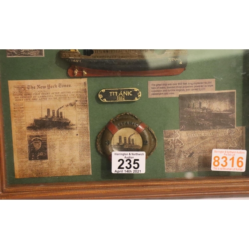 235 - Titanic mirror and a framed diorama. P&P Group 3 (£25+VAT for the first lot and £5+VAT for subsequen... 