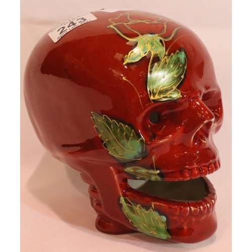 243 - Anita Harris skull vase, signed in gold. H: 18 cm. P&P Group 2 (£18+VAT for the first lot and £3+VAT... 